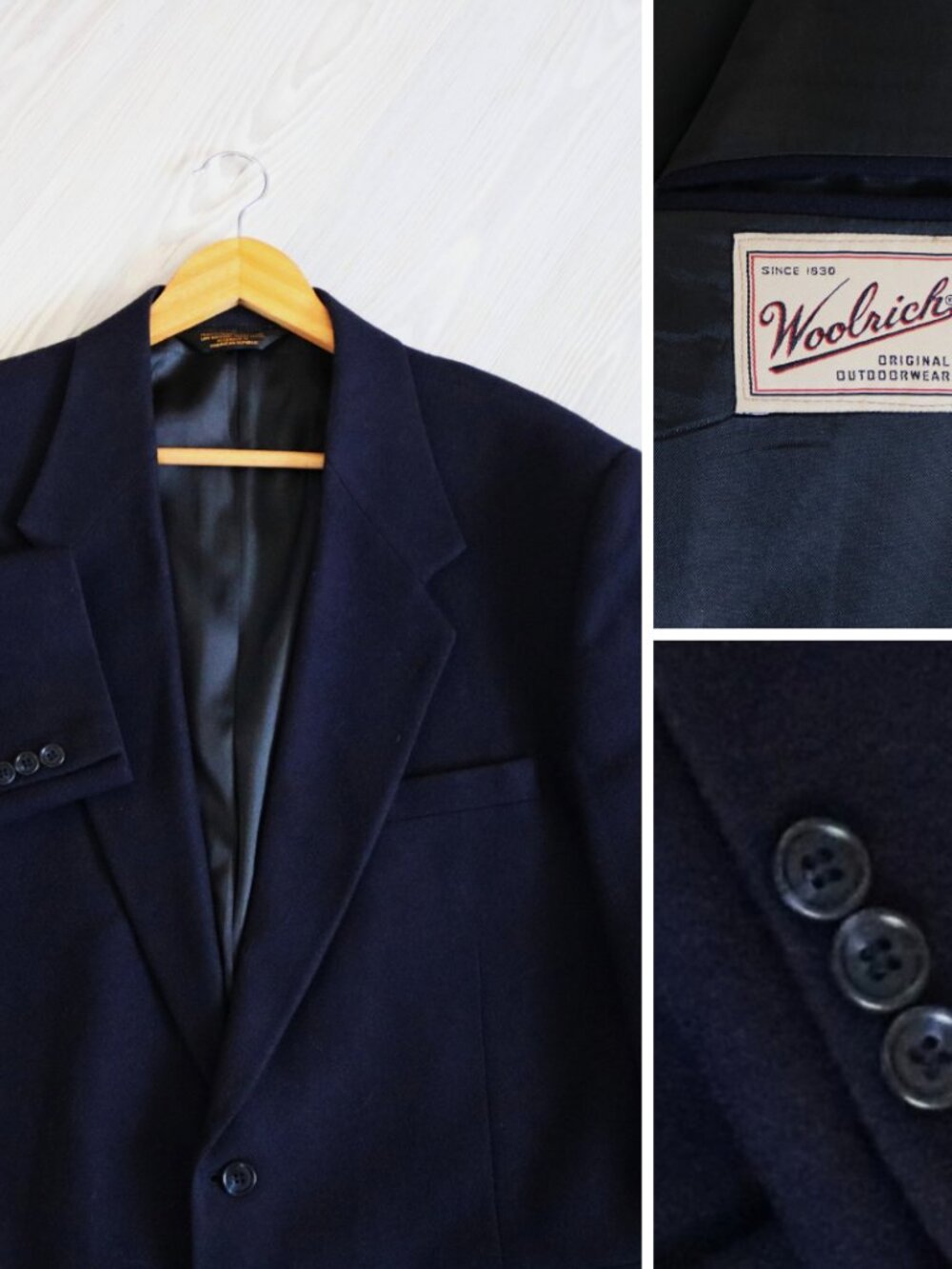 Woolrich Blazer Men's Navy Wool Formal Old Money Autumn Sport Coat Size 46R